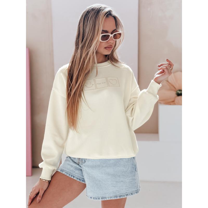 Dámská oversize mikina s výšivkou EASYJOY máslová