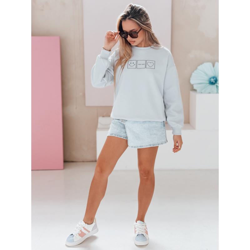 Női oversize pulóver EASYJOY hímzéssel, kék