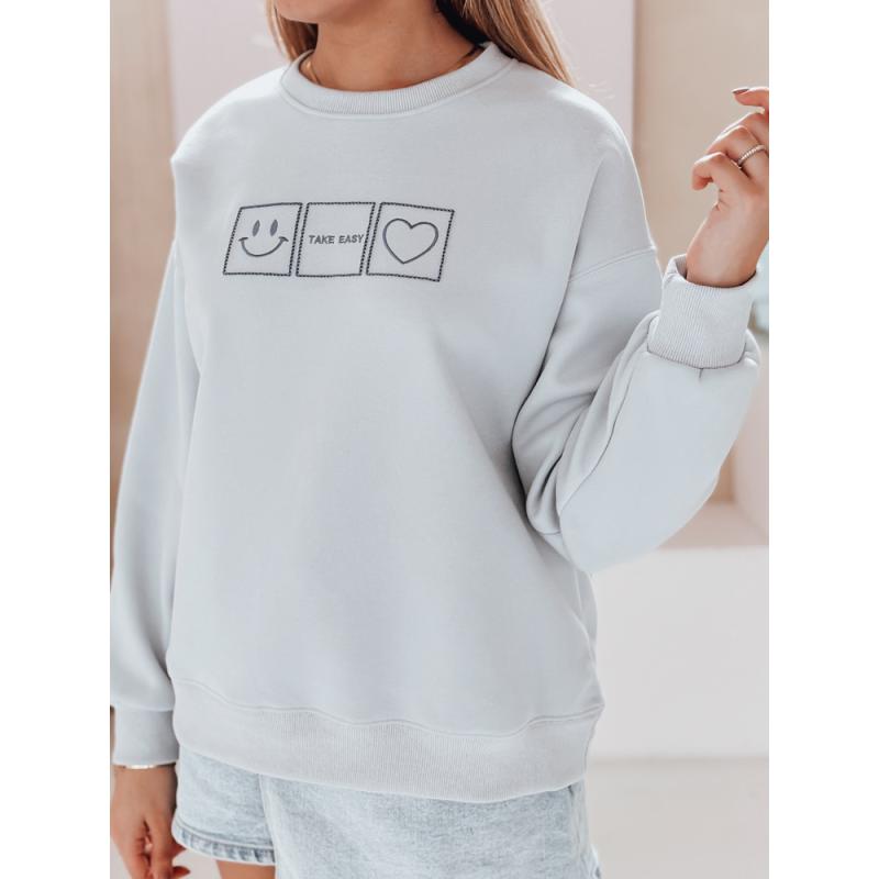 Női oversize pulóver EASYJOY hímzéssel, kék