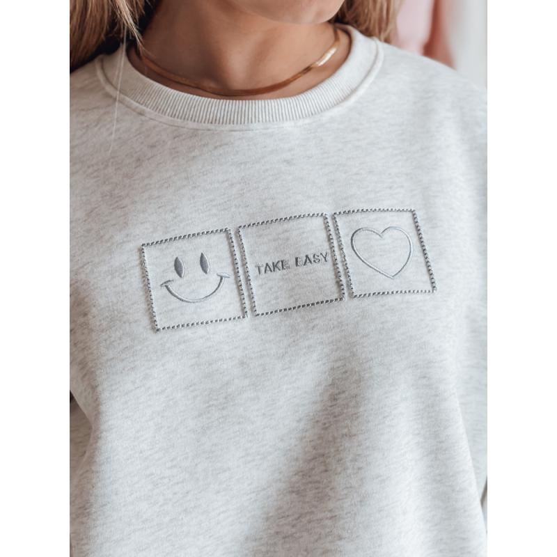 Dámská oversize mikina s výšivkou EASYJOY šedá