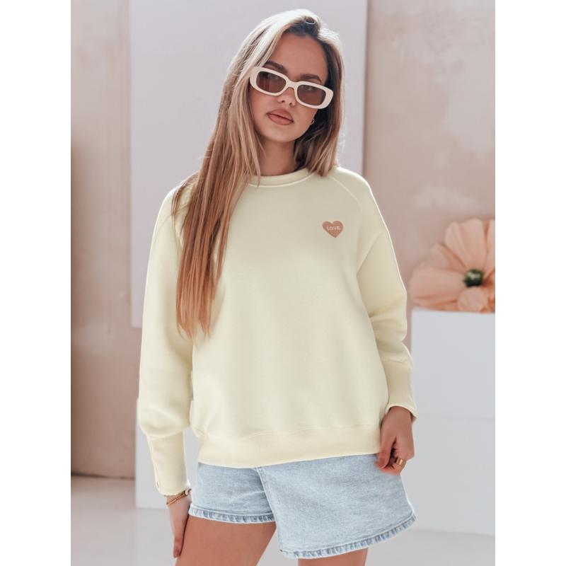 Dámská oversize mikina se srdíčky LOVELISA máslová