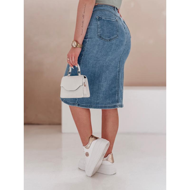 Džínová sukně midi GUZIKOVA modrá