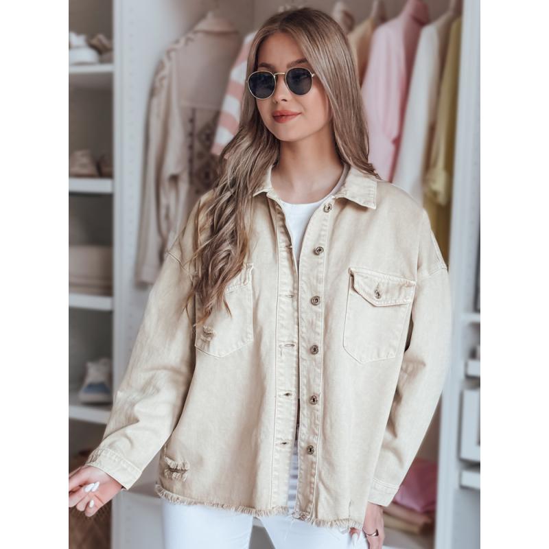 Dámská oversize džínová bunda JUSTDEM béžová