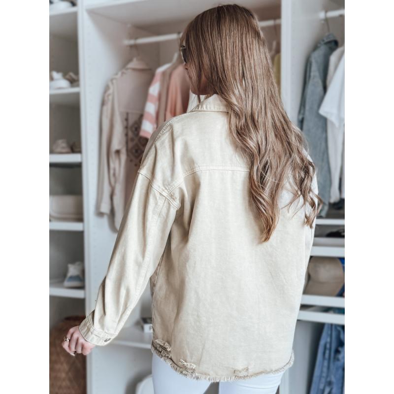 Dámská oversize džínová bunda JUSTDEM béžová