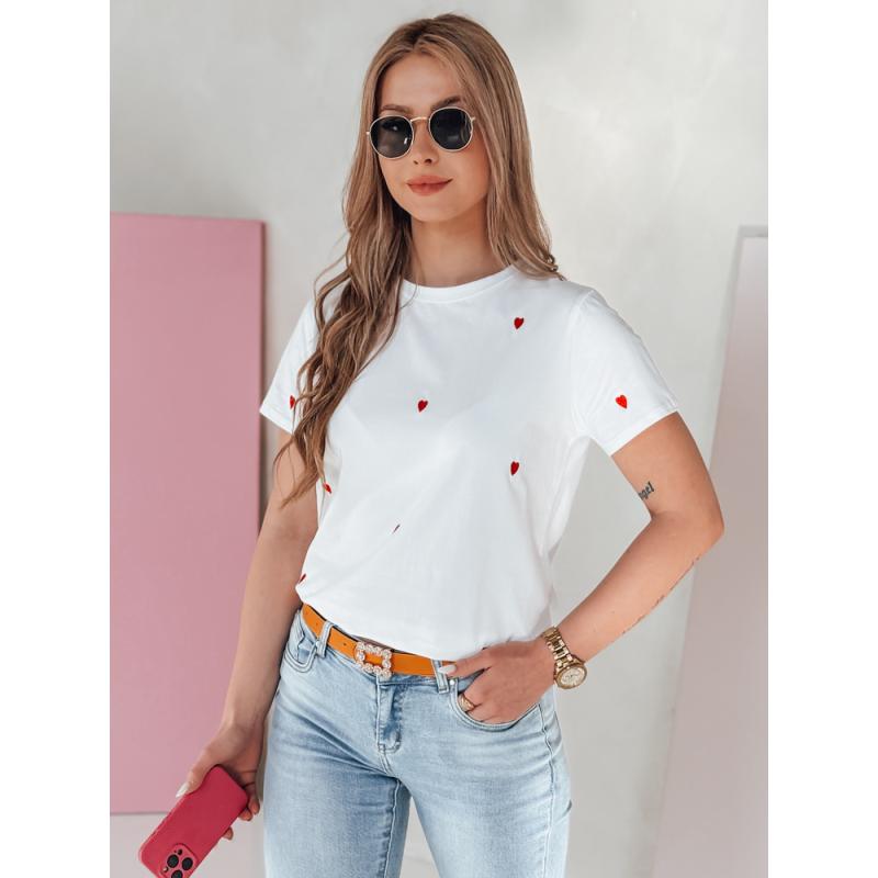 ROMAFINA női oversize póló szívekkel, fehér