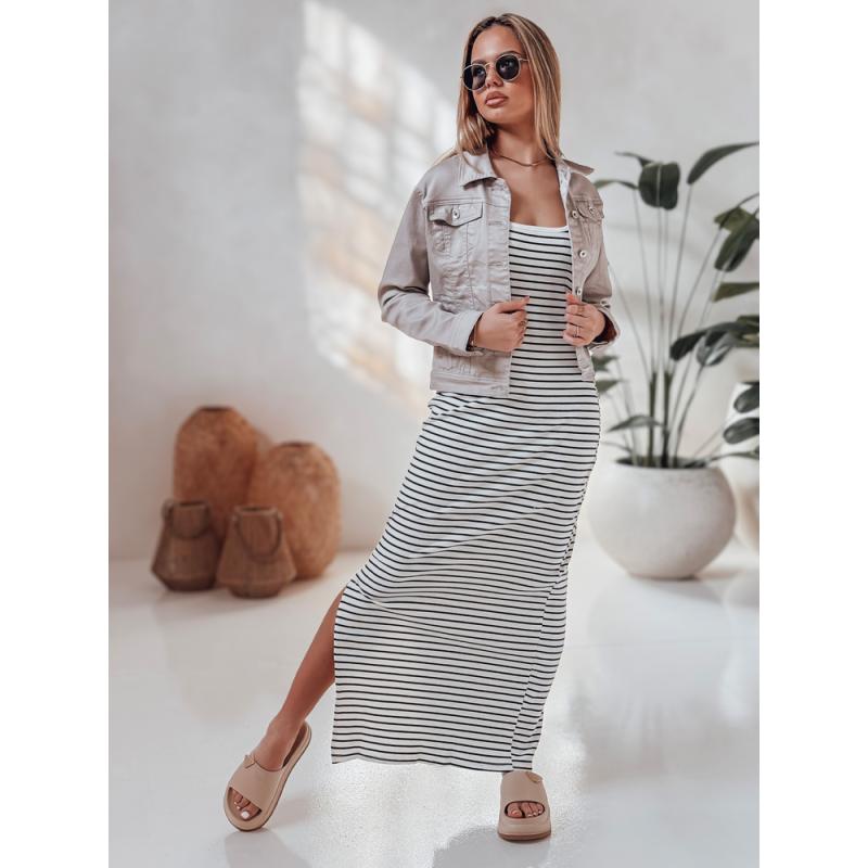 Egyszínű maxiruha SUMMER LOVE fehér-fekete