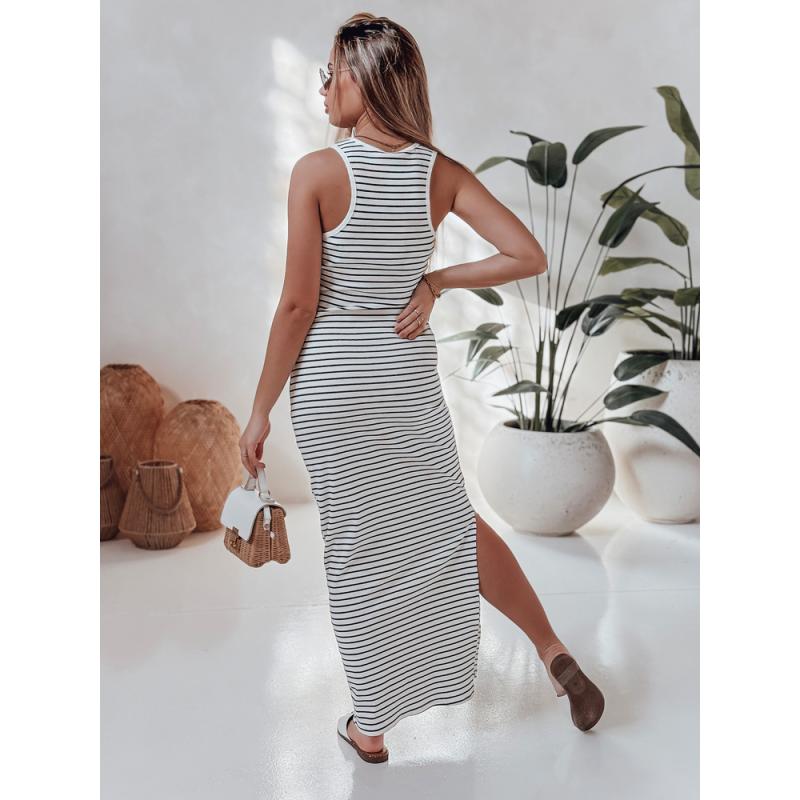 Egyszínű maxiruha SUMMER LOVE fehér-fekete