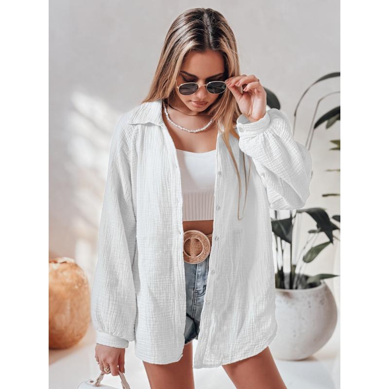 Dámská oversize košile z mušelínu MUSLINEA bílá