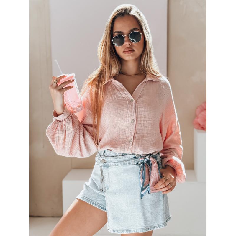 Dámska oversize košeľa z mušelínu MUSLINEA ružová