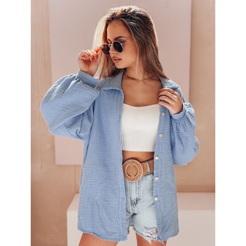 MUSLINEA kék oversize muszlin női ing