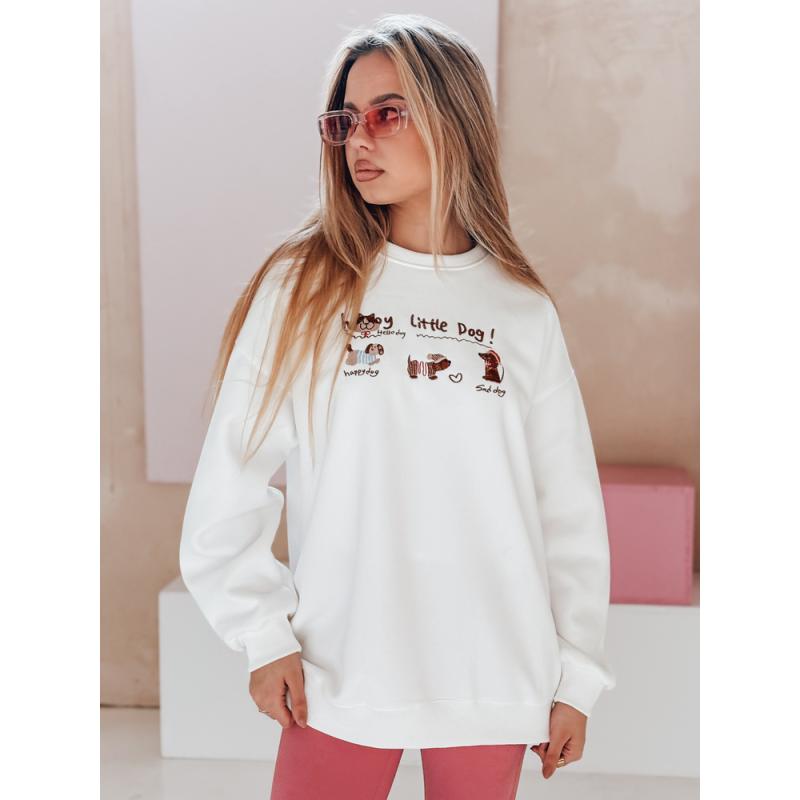 Női oversize pulóver JAMNIKOVE mormotákkal, fehér