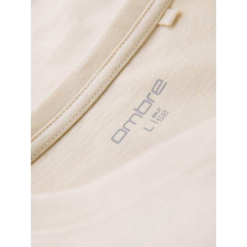 Férfi pamut póló rock stílusú nyomattal - krém V1 OM-TSPT-0199