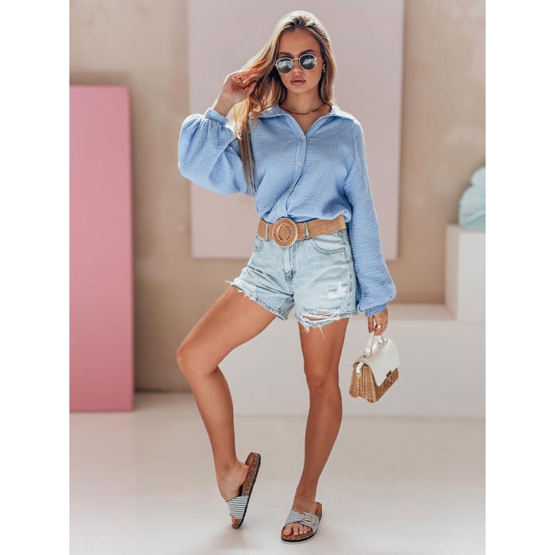 Dámské džínové šortky s páskem FOREVER ON modré
