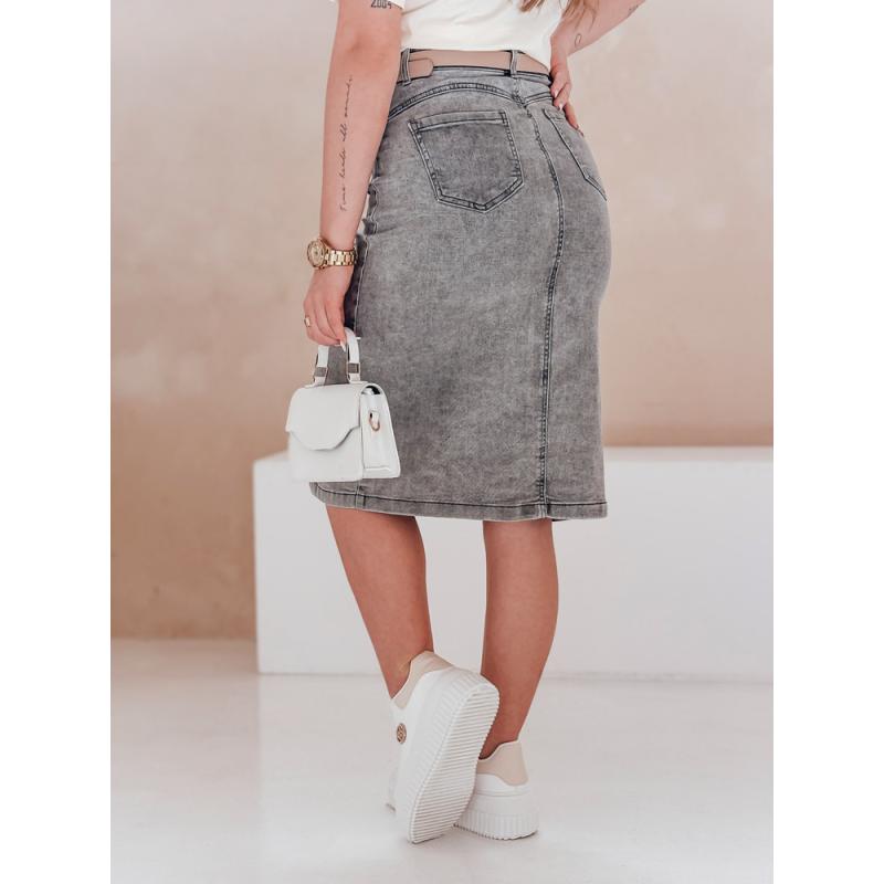 Džínová sukně midi GUZIKOVA šedá