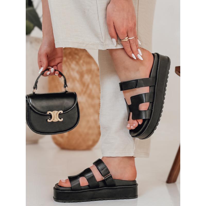 Dámské žabky na suchý zip PLATFOR černé