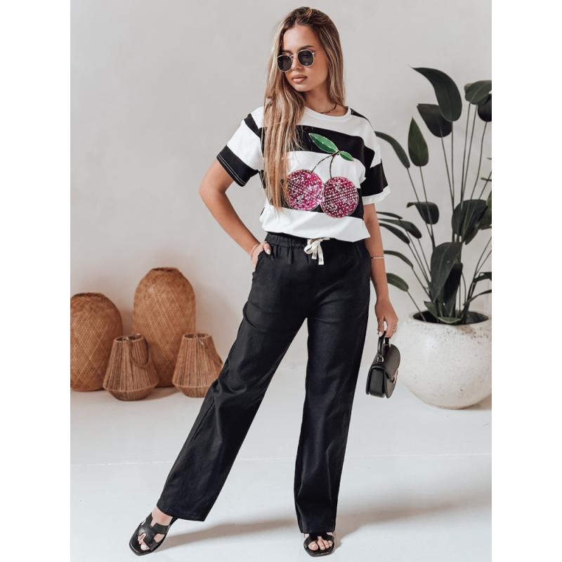 Dámské volnočasové kalhoty s širokými nohavicemi BOHO DAY černé