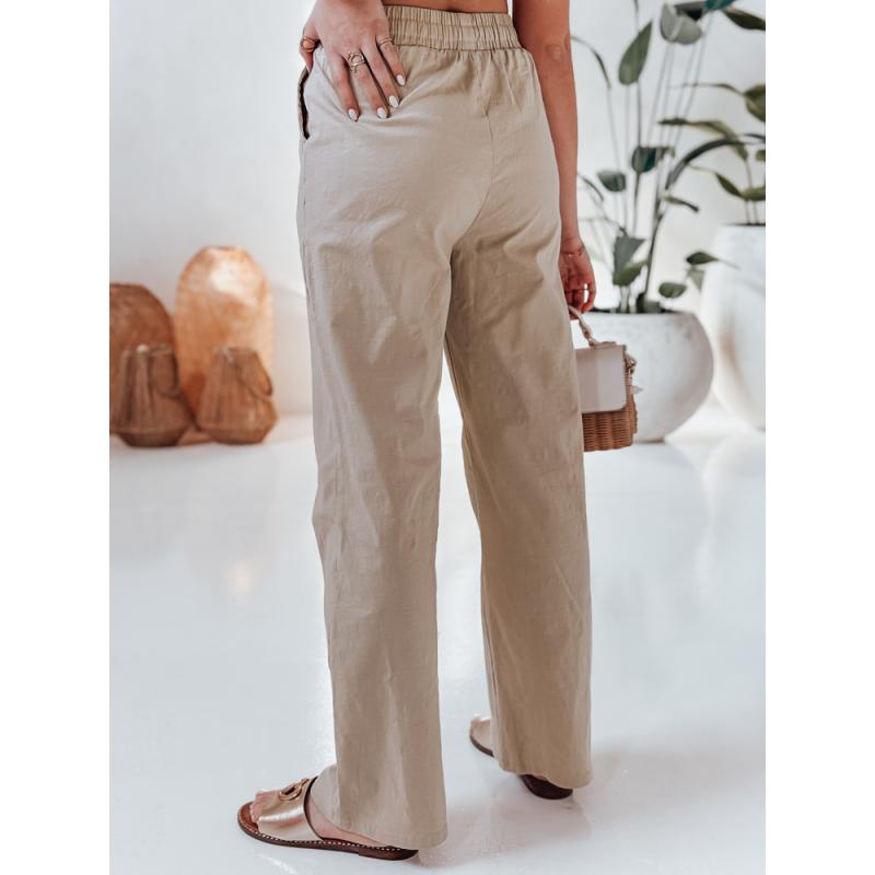Dámské volnočasové kalhoty s širokými nohavicemi BOHO DAY khaki barva