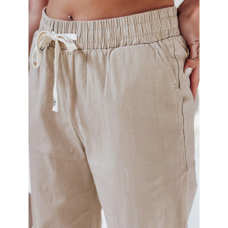 Dámské volnočasové kalhoty s širokými nohavicemi BOHO DAY khaki barva