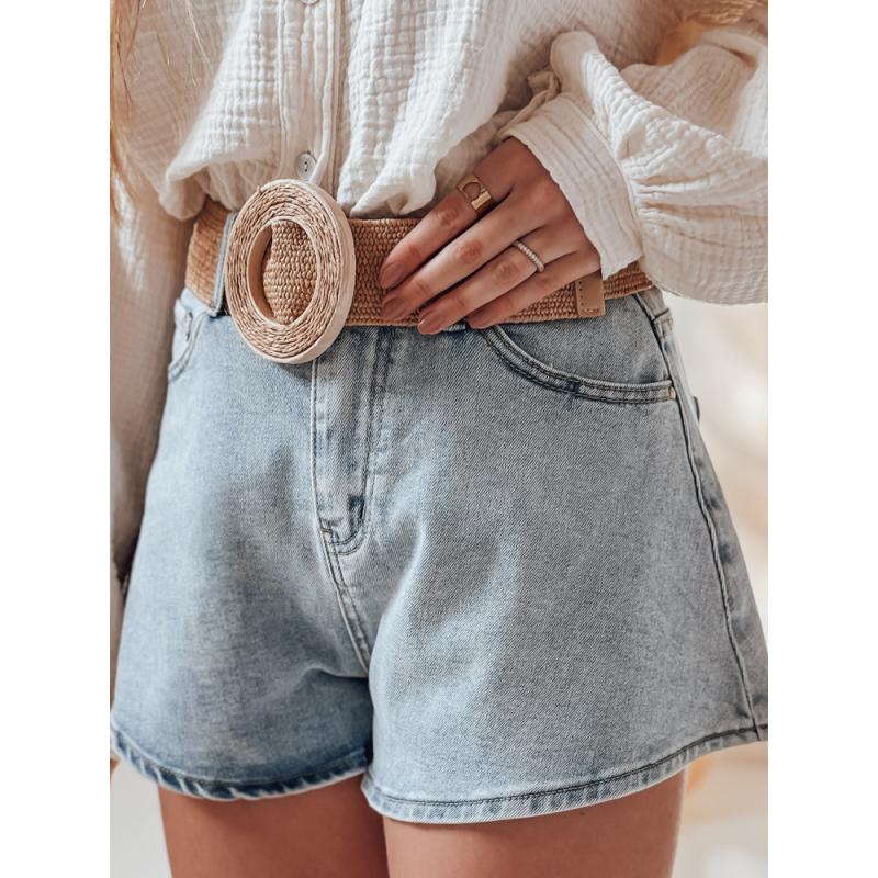 Dámské džínové kraťasy s páskem HOT LIGHT modrá