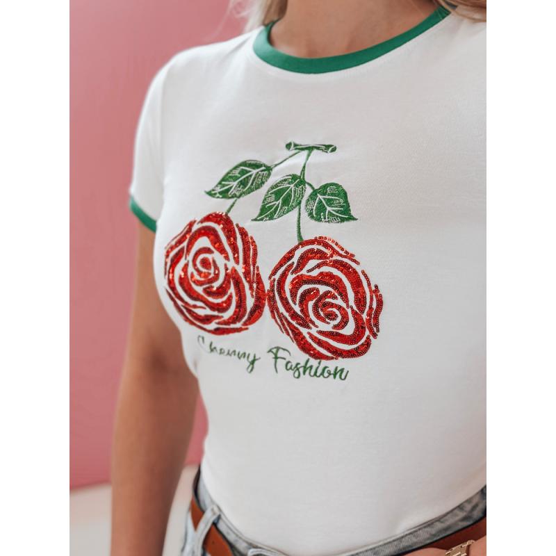 Dámské flitrované tričko ROSAWIS bílá