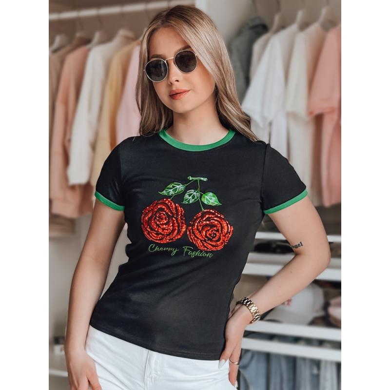 ROSAWIS flitteres női póló, fekete