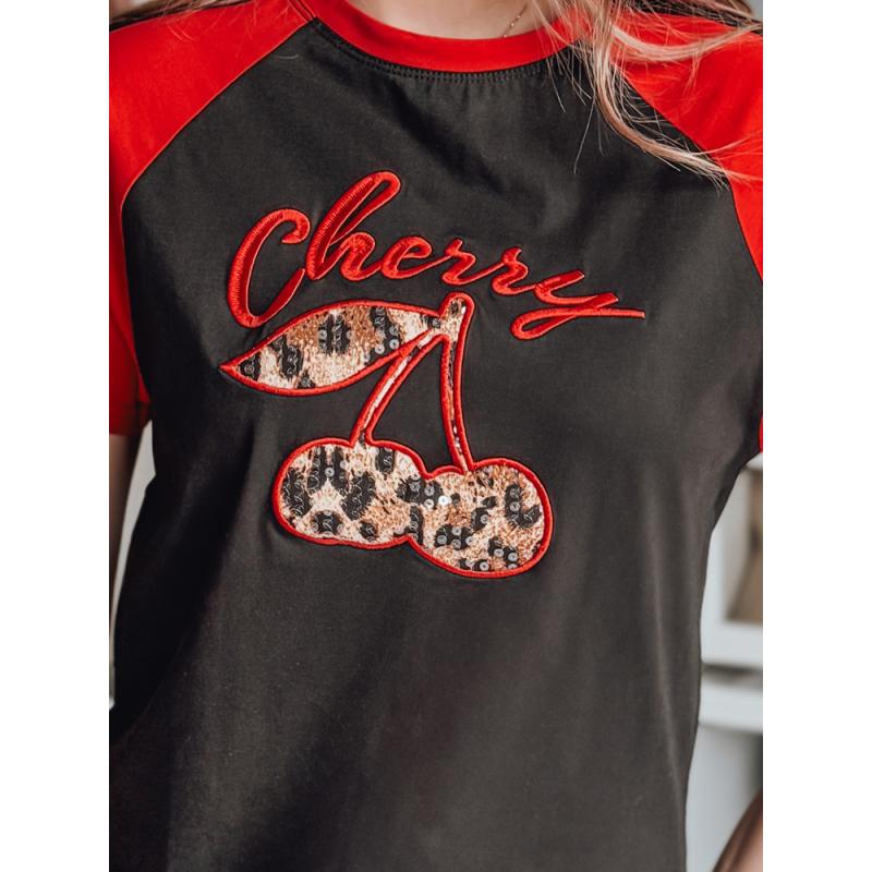 Női póló 3D-effektussal, CEKINKA, fekete