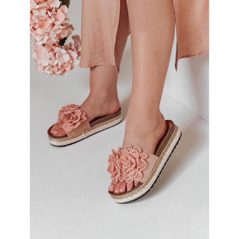 Dámske šľapky s kvetom KWIATARIS ružové