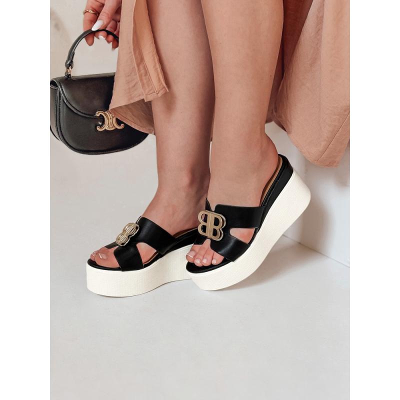 Dámské pantofle na platformě PLATSIMA černé