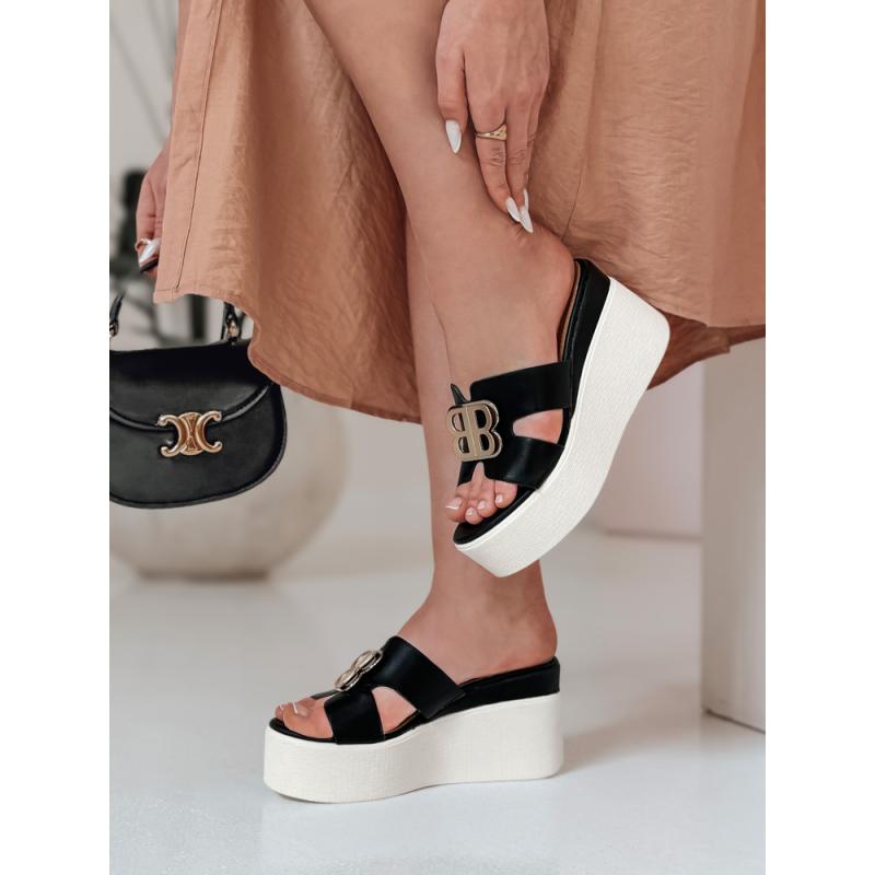 Dámské pantofle na platformě PLATSIMA černé