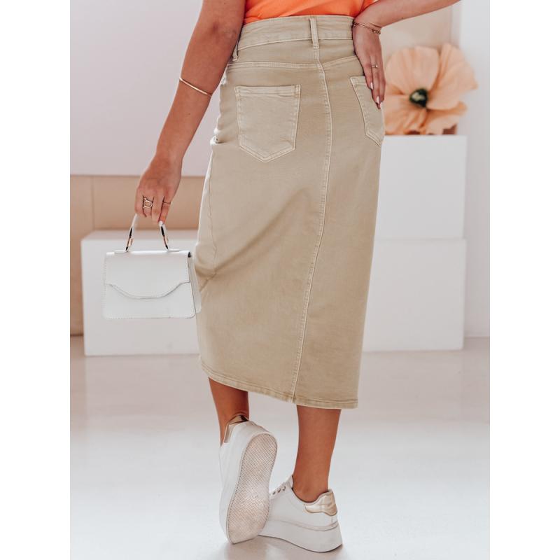 Džínová sukně maxi TELL ME MAXI béžová