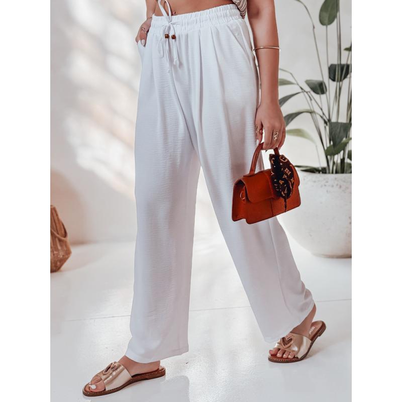 Dámské volnočasové kalhoty s širokými nohavicemi LOVETRIP bílé
