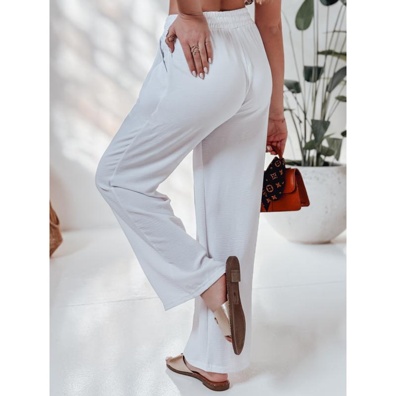 Dámské volnočasové kalhoty s širokými nohavicemi LOVETRIP bílé