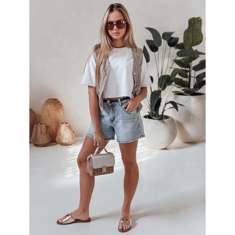 Dámské džínové kraťasy s páskem HELLO JEAN modré