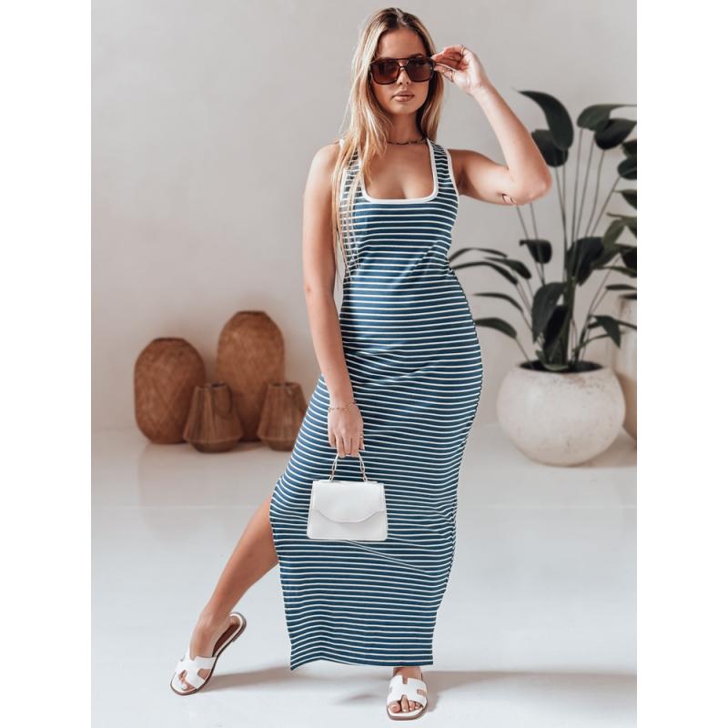 Maxi šaty SUMMER LOVE nebesky modré a bílé
