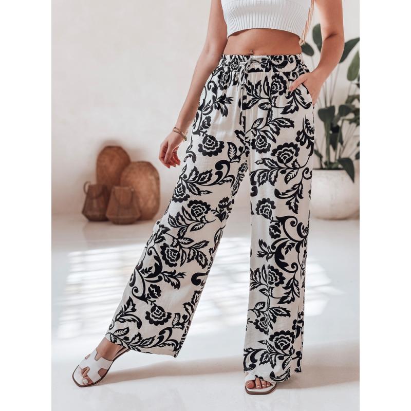 Dámské květované kalhoty s širokými nohavicemi LOVEGARDEN černé