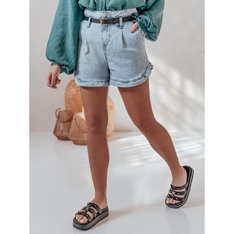 Dámské džínové kraťasy s páskem SHORT LOVER modré