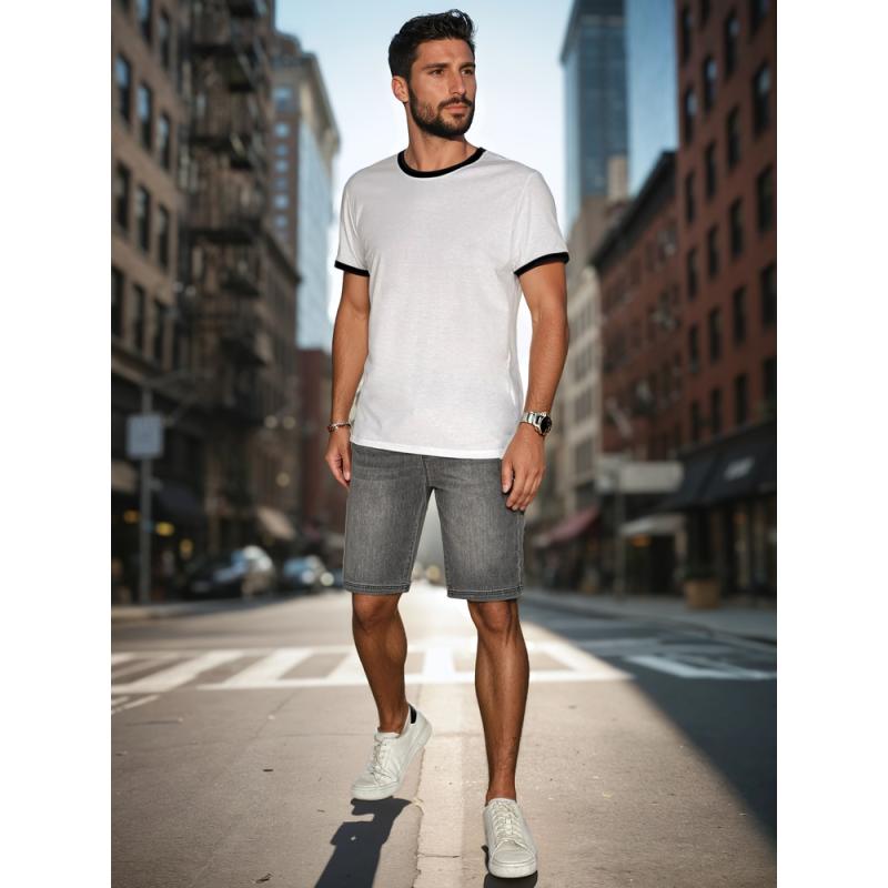 Férfi rövidnadrág denim look szürke