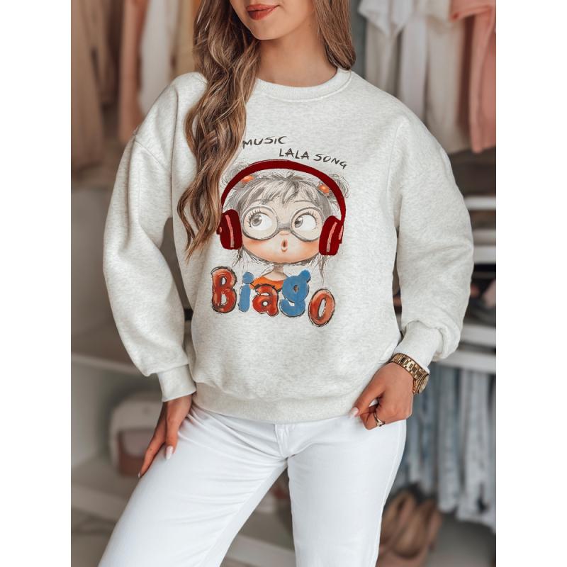 Női oversize pulóver nyomtatott mintával LALA VIBE szürke