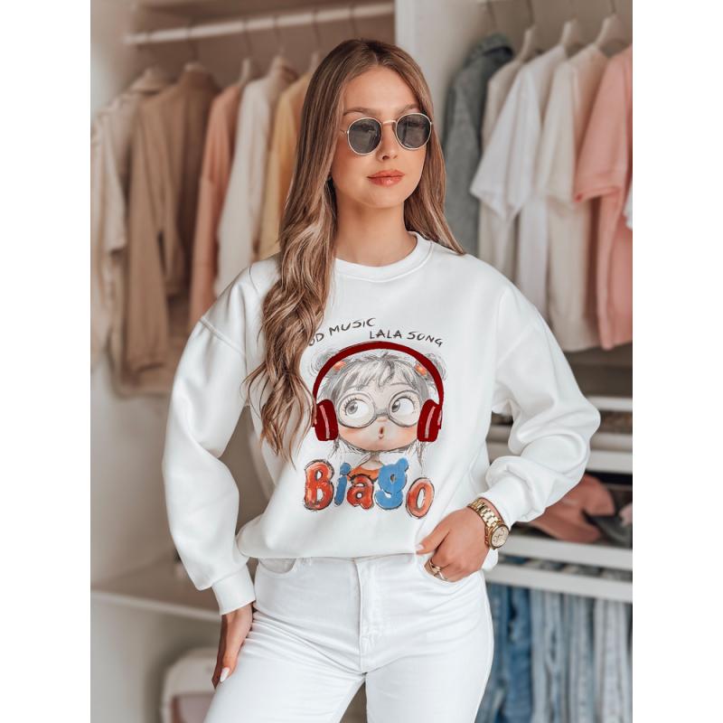Dámská oversize mikina s potiskem LALA VIBE bílá