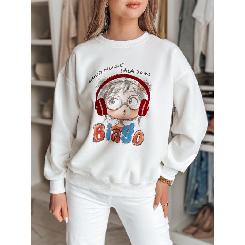 Női oversize pulóver LALA VIBE fehér