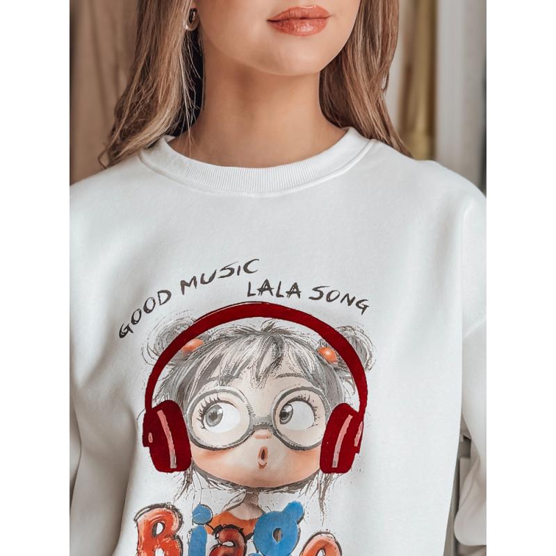 Női oversize pulóver LALA VIBE fehér