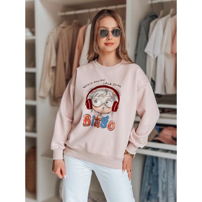 Dámská oversize mikina s potiskem LALA VIBE růžová