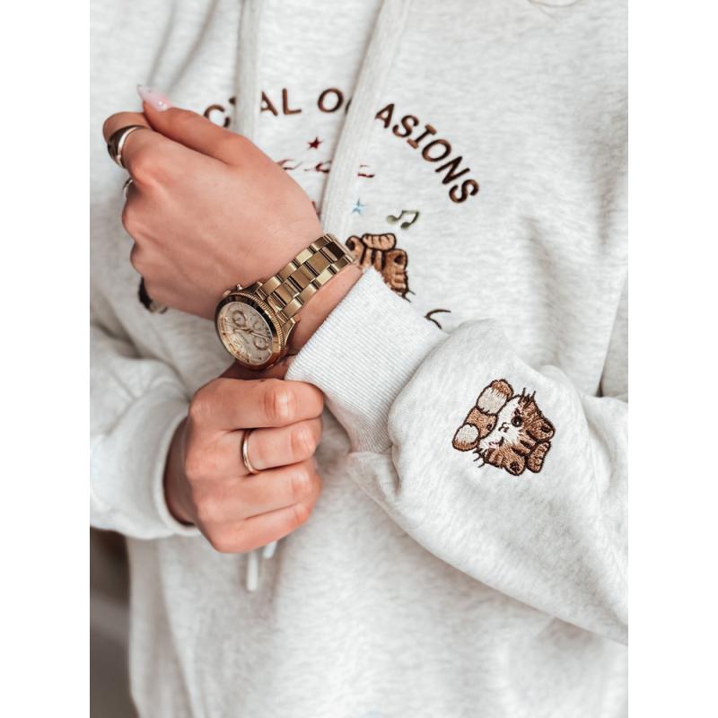 Dámská oversize mikina s kapucí SPECIAL KITTY šedá