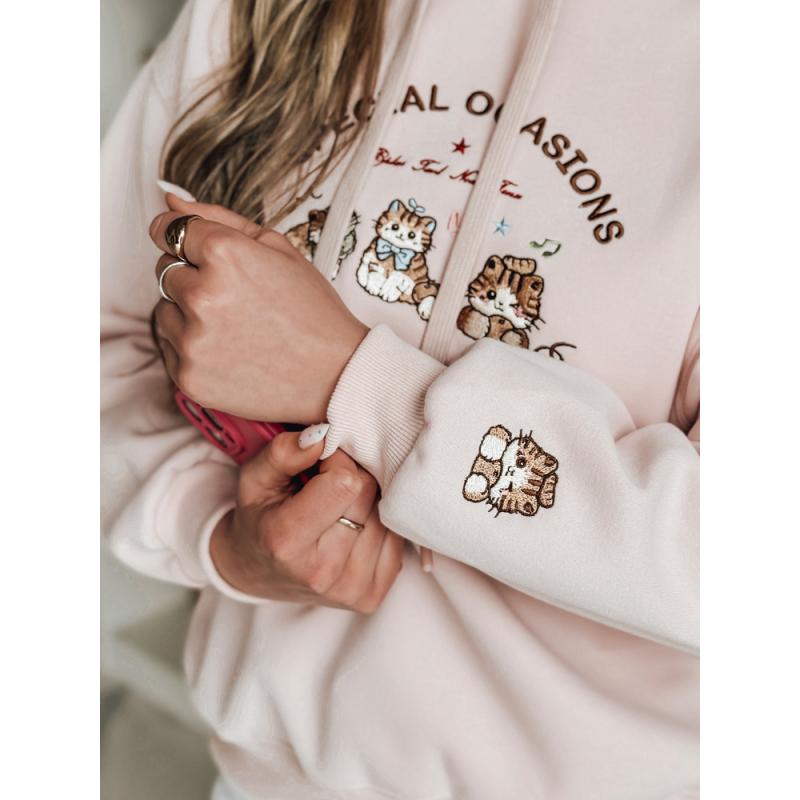 Női oversize pulóver SPECIAL KITTY rózsaszín