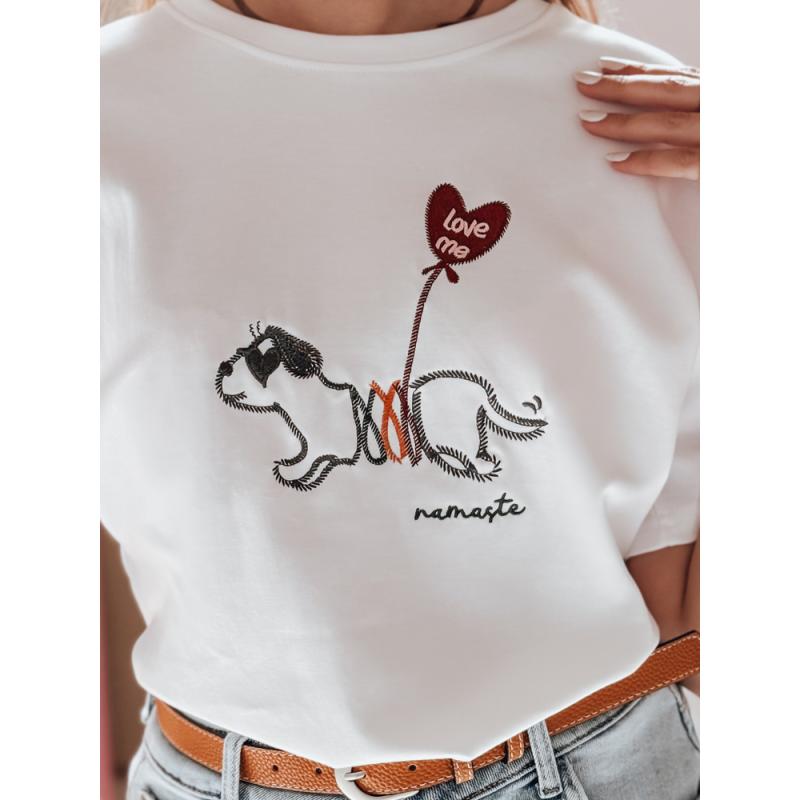 Dámské tričko nadměrné velikosti s pejskem CUTE TAIL bílé