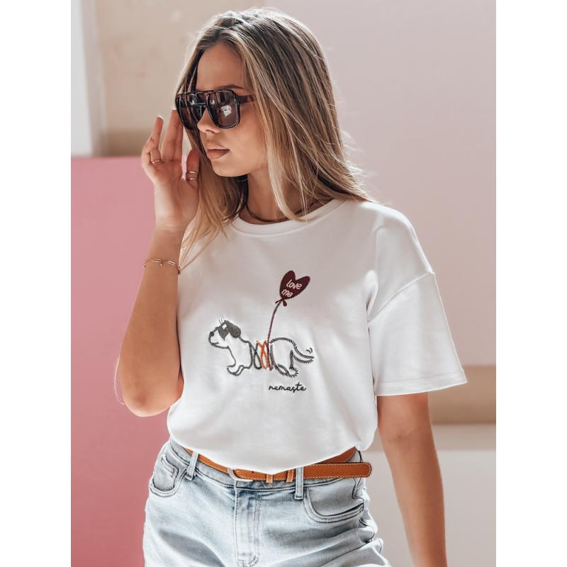 Dámské tričko nadměrné velikosti s pejskem CUTE TAIL bílé