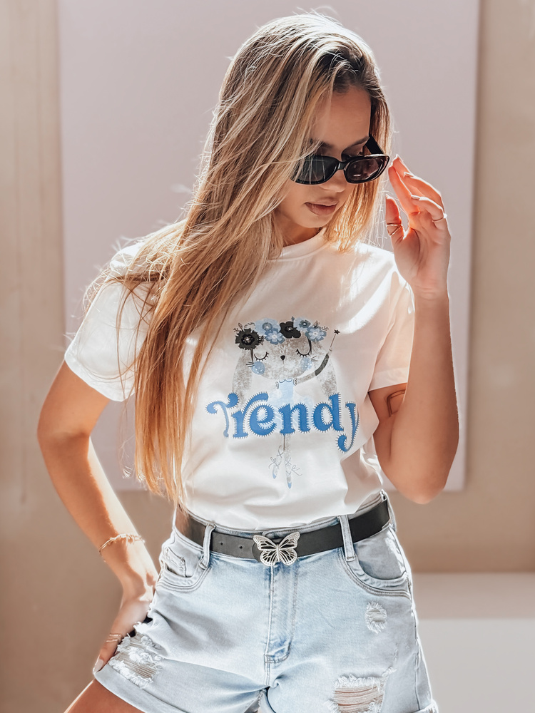 Női oversize póló TRENDY BUNNY nyomtatással fehér