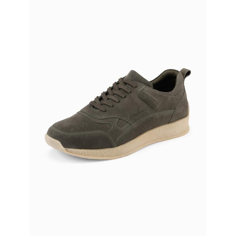 Lehké pánské sportovní tenisky ze semiše – olivové V1 OM-FOSL-0205