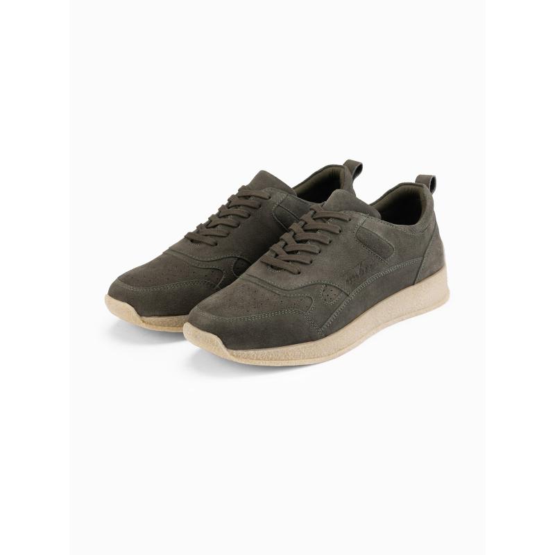 Lehké pánské sportovní tenisky ze semiše – olivové V1 OM-FOSL-0205