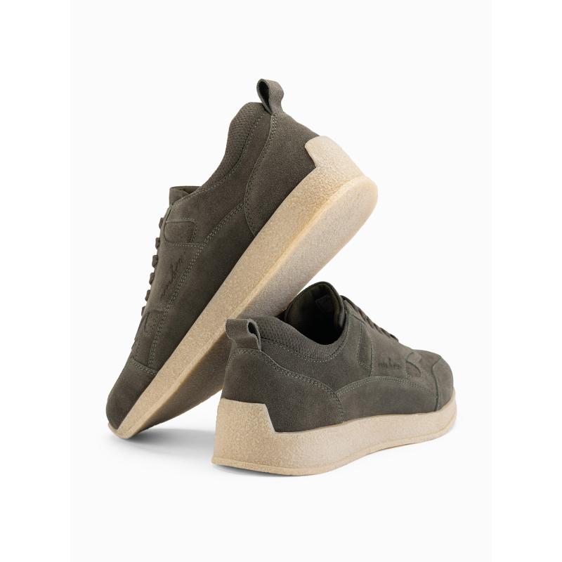 Lehké pánské sportovní tenisky ze semiše – olivové V1 OM-FOSL-0205